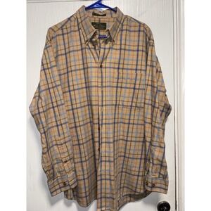 Orvis‎ Signature Men's Flannel Shirt Large Plaid Button Down Warm Hiker Outdoor